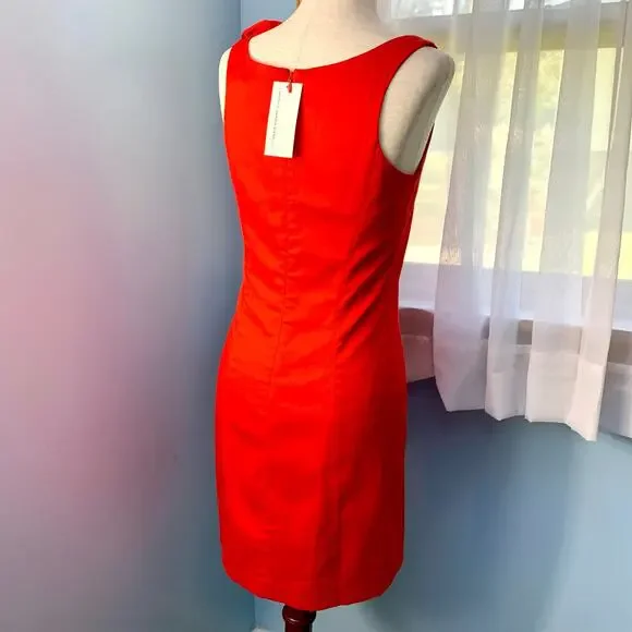 NWT Seamline Cynthia Steffe Red Sleeveless Sheath Dress with Ruffle Size 0 - Picture 5 of 9